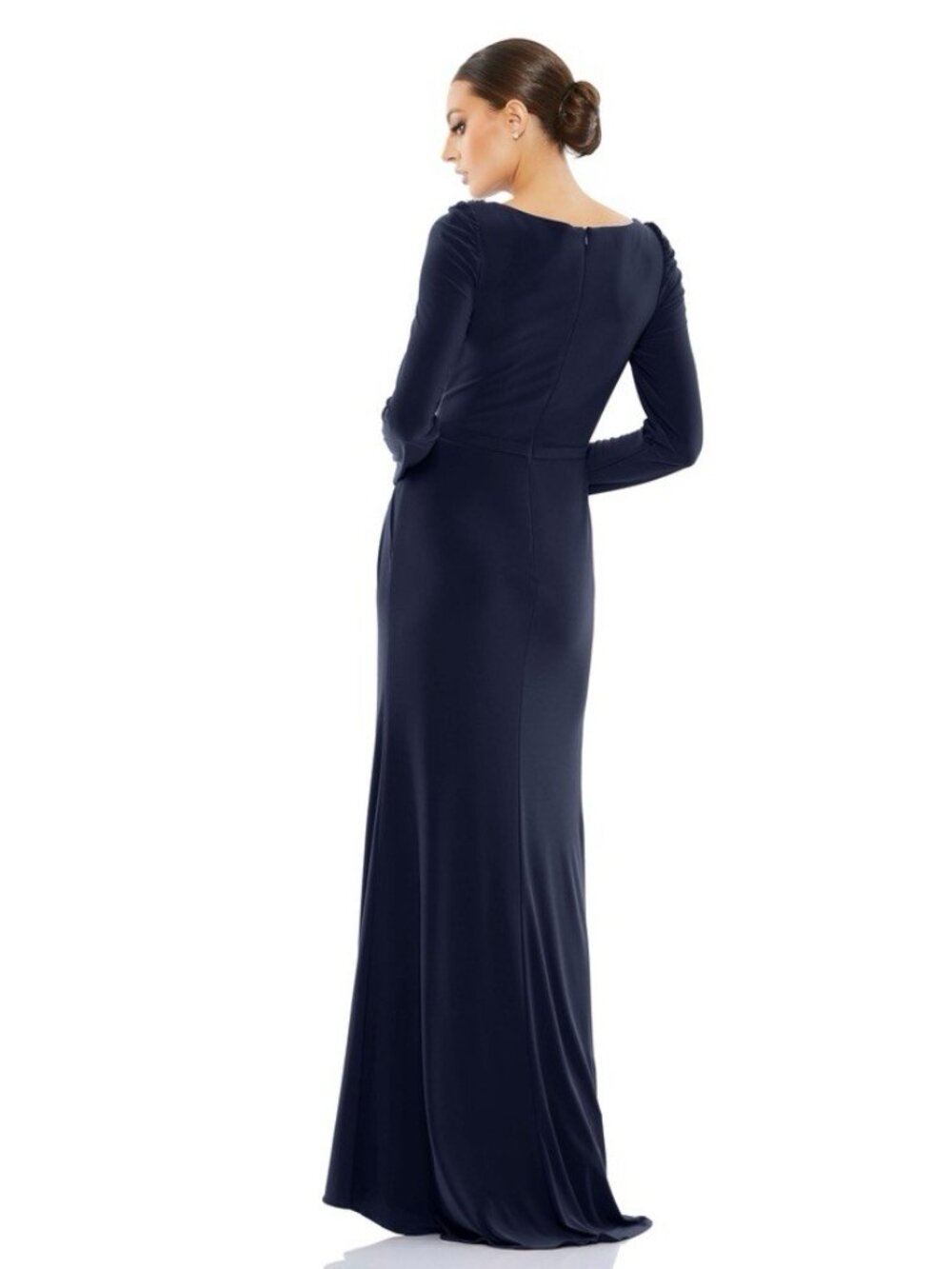 Mac Duggal Size 2 Navy 55695 Jersey Rhinestone Embellished Trumpet Gown Dress - Picture 2 of 12